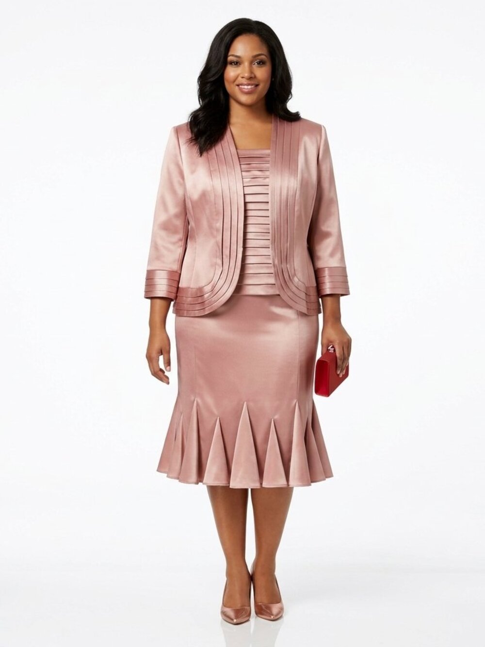 JS Collections 3 Piece Satin Mother of the Bride Suit NEW- Sz. 16